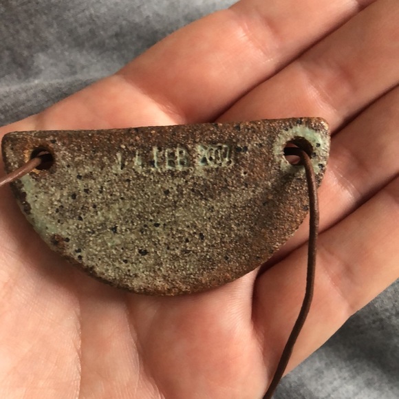 Glazed Ceramic Halfmoon Necklace - Picture 7 of 7